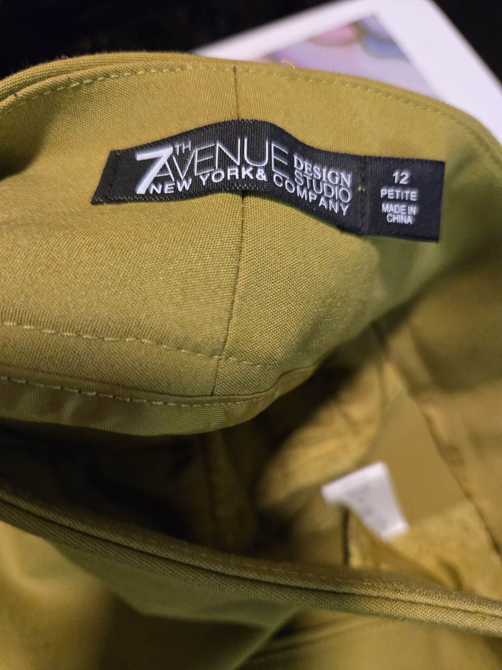 7th Avenue Design Studio Olive Green Petite Pant - Size 12